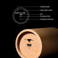 Luz De Vela Creativa De mMadera, Luz Nocturna, Control De Flujo De aire, Vela Recargable Para Dormitorio, Luz De Ambiente - details 7