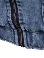 Chaqueta vaquera de lana cálida para hombre, abrigo informal con bolsillo con solapa y cuello de piel para Otoño e Invierno - details 9