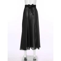 Faldas largas transparentes para mujer, faldas latino Tango salón baile Flamenco lírico, falda dobladillo ancho cintura alta de - details 11