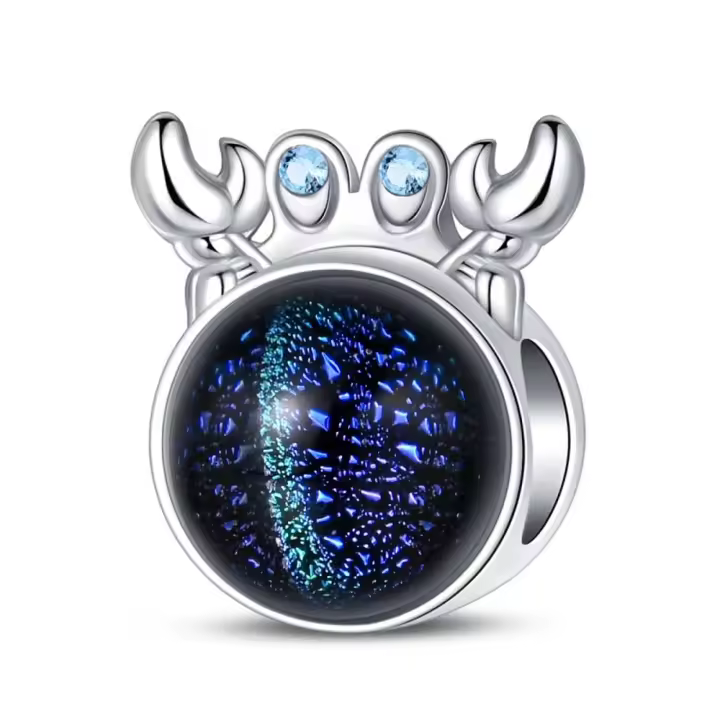 Colgante de Pulsera de Plata Esterlina 925 Estrella Brillante en el Río Cangrejo - 1