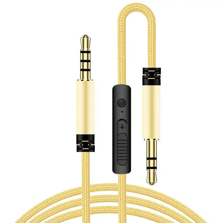 Macho de 3,5 mm a conector de 3,5 mm, enchufe chapado en oro, línea de altavoz trenzado de nailon, control de volumen, cable auxiliar, cable auxiliar para coche, cable de audio - 1