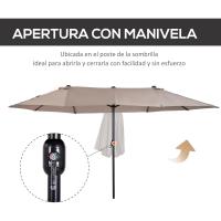 Parasol Doble para Jardín Sombrilla Gigante Anti UV con Manivela Tamaño 4,55x2,65x2,38 m Color Gris - details 30