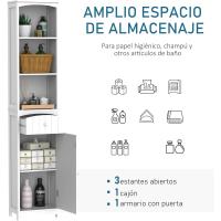 Columna Multiusos Estantes y 1 Cajón 34x24x170 cm Blanco - details 3
