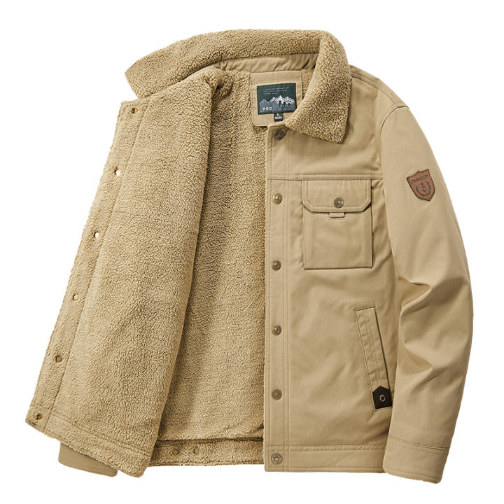 Chaqueta de Invierno de Vellón Cálido y Gruesa Abrigo Casual de Moda para Hombres