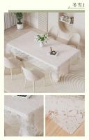 Mantel suave Ence ligero de lujo, cubierta de mesa de comedor de plástico impermeable blanco PVC, palo y rectangular no permanente - details 21