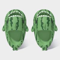 Zapatillas de sandía para hombre y mujer, chanclas planas informales con dibujos animados de tiburón Eva, Chanclas de playa, novedad de verano - details 5