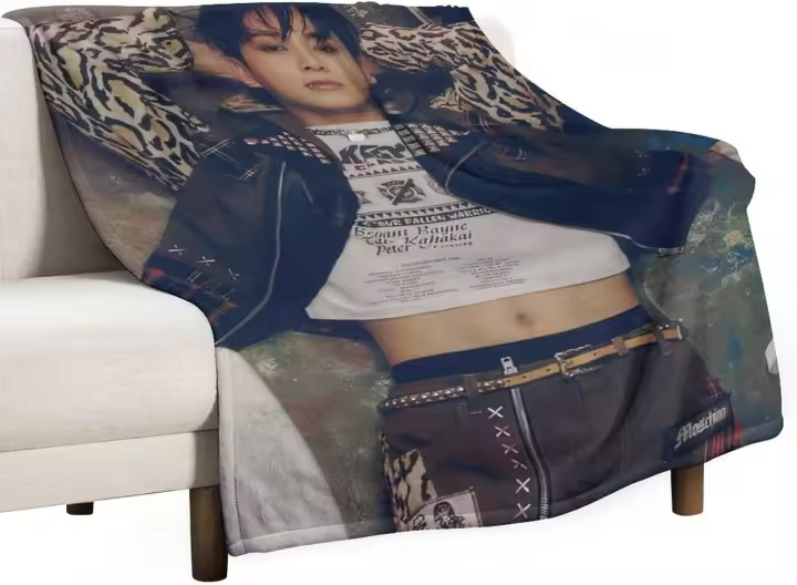 Jungkook-Manta de aire acondicionado para exteriores, manta de franela Súper suave, regalo personalizado, para sofá - 1