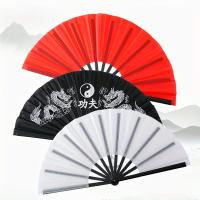 Abanico de poliéster con diseño de Tai Chi y dragón - Accesorio de danza unisex para actuaciones de artes marciales, decoración del hogar y accesorio de juego - No requiere electricidad ni plumas - details 4