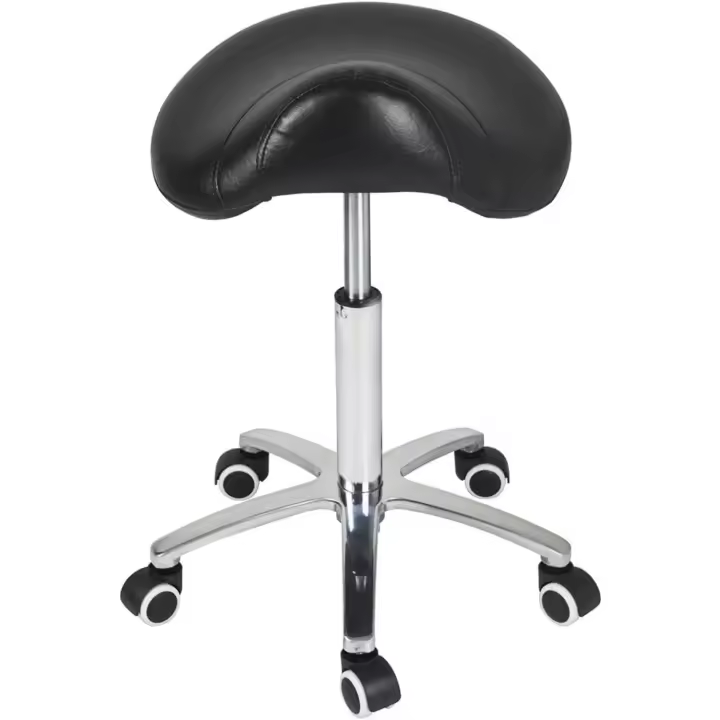 Taburete Ajustable Trabajo Taburete con Ruedas para peluquería Cocina Oficina salón de Belleza, Silla giratoria heces (Negro) - 1