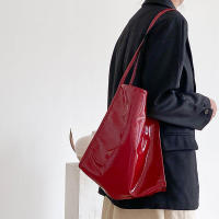 Bolso de hombro de charol de Color sólido para mujer, bolso de mano de lujo Simple, bolso de compras de viaje informal, bolso de mano - details 4