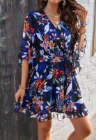 Vestido fluido sin tirantes con estampado floral bohemio para mujer, verano 2025 - details 15