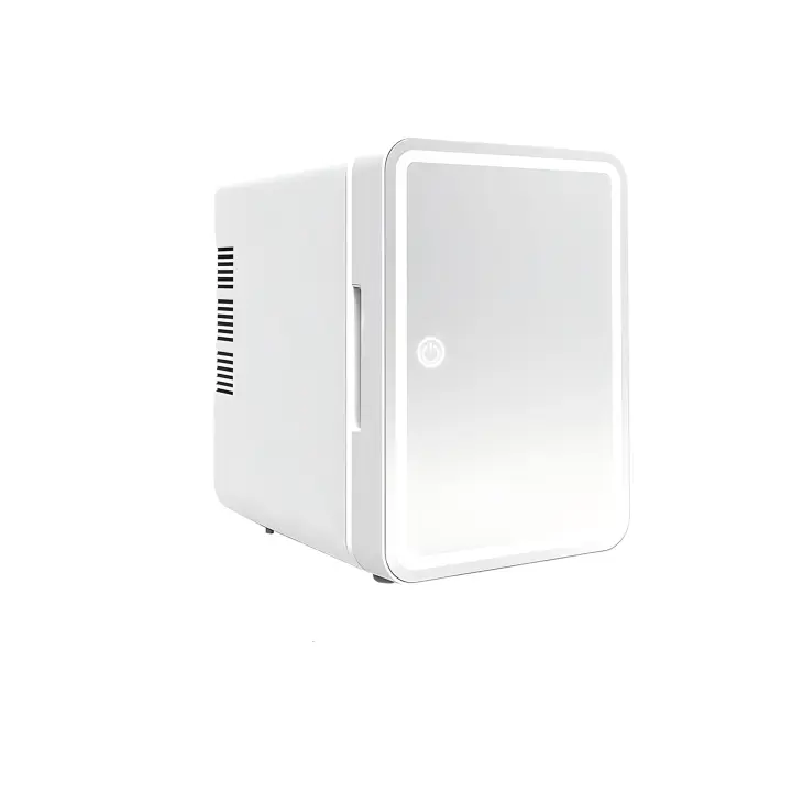 Mini refrigerador con espejo LED para habitación, 10 litros, 12 V/240 V, portátil, para cosméticos, con función de frío y calor, con enchufe para coche, para el cuidado de la piel, para maquillaje, para habitación pequeña. - 1