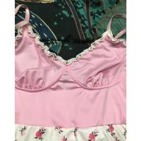 Falda de liga de flor rosa popular, camisón casero de mujer delgada de verano con encaje sexy en V profundo puro deseo - details 7