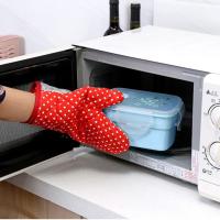 Guantes de algodón resistentes al calor, manoplas gruesas con aislamiento para microondas y horno - details 1