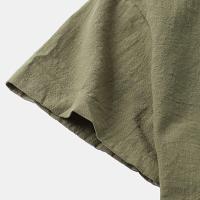 Camisa cómoda de manga corta con botones para hombre, camiseta de lino, conjuntos informales de verano - details 4