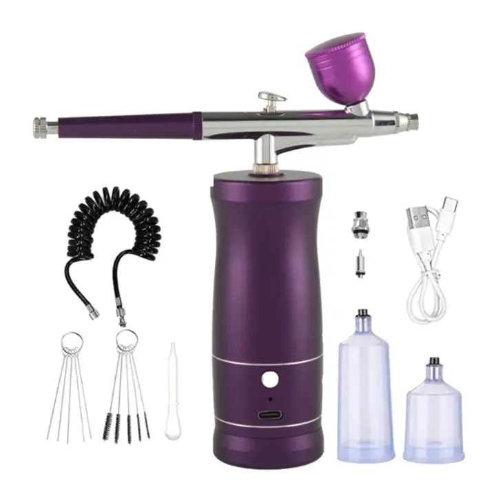 Kit de Aerógrafo Portátil Compresor Recargable para Arte de Uñas, Peluquería, Maquillaje - 1