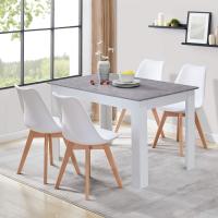 Pack de 4 Sillas Comedor Nórdicas, Sillas de Cocina Nórdicas con Patas de Madera Maciza de Haya, con Respaldo Ergonómico, Asiento Acolchado y Tapizado, Blanco - details 1