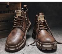 Botas de Motocicleta Bajo Capas para Hombres 2025 Zapatos de Trabajo de Cuero Cálido y Antideslizante Impermeable con Estilo Moderno - details 12