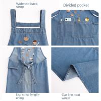 Delantal vaquero de moda Simple antiincrustante con bolsillo delantal Retro diseño artístico suave delantal de trabajo coreano para el hogar - details 15