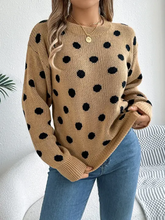 Suéter con capucha de manga larga tejido a la moda para mujer Otoño/Invierno 2024 con color a Do - 1