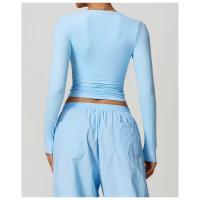 Top deportivo de manga larga con cuello en V para mujer, camiseta deportiva ajustada para Yoga, top deportivo, ropa deportiva para correr, entrenamiento deportivo - details 8
