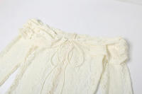 BUNO-Oligai elegante vestido ajustado con hombros descubiertos 2025 nuevo en blanco vestido largo de encaje con mangas acampanadas vestido de invitados de boda para mujer - details 32