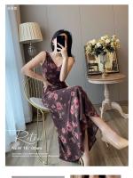 Vestido floral francés para mujer, nuevo diseño de verano, temperamento sin mangas, cintura alta adelgazante, falda larga de cola de pez - details 2