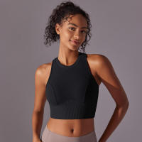 Tops para mujer, Top moldeador de punto de Color sólido, ropa de Yoga recortada en la espalda, deportes, correr, camiseta sin mangas - details 10