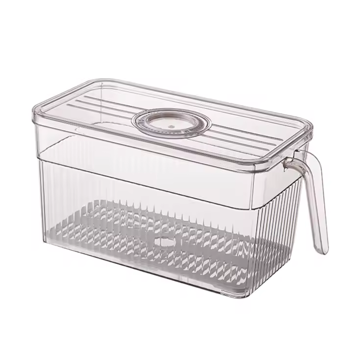 Caja de almacenamiento para refrigerador, organizador de alimentos frescos con asa, Material transparente, Color de foto - 1