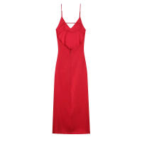 TRAFZA 2025, vestido elegante ajustado para fiesta en la playa, vestido de verano para mujer, Sexy, sin mangas, con espalda descubierta, cuello en V, cremallera trasera, vestido Midi liso - details 7