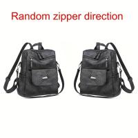 Mochila de gran capacidad de Color sólido, cuero PU texturizado, mochila de regreso a la escuela, bolsa de viaje de moda - details 8