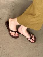 Chanclas planas, zapatos para mujer, ropa de verano, nuevo diseño de nicho casual, playa, vacaciones, sandalias con punta abierta. - details 8