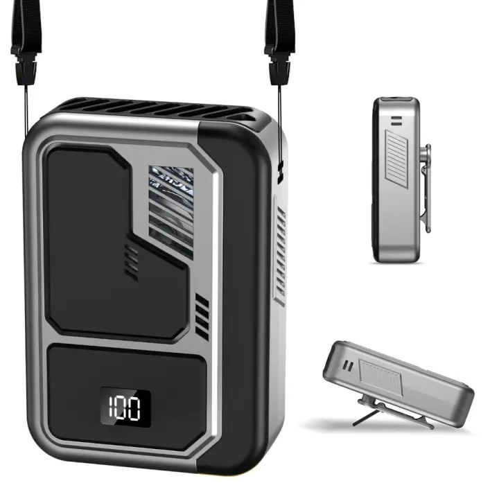Ventilador de cintura de 3 velocidades, ventilador de cuello colgante de mano con fuerte flujo de aire, recargable por USB, potente ventilador de refrigeración para trabajo al aire libre - 1