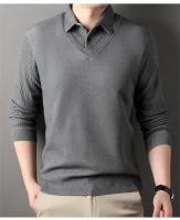 Suéter a cuadros para hombre, jersey de lana, ajustado, elegante, de lujo, falso, de punto, de dos piezas - details 15