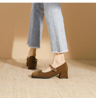 Zapatos sencillos estilo francés de tacón medio y punta cuadrada Merceditas - details 11