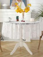 Mantel blanco ENCE, espejo redondo, estampado de vid floral, decoración de mesa de comedor de salón - details 2