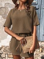 Conjunto de dos piezas de pantalones cortos para mujer, traje de manga corta - details 11