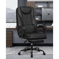 Silla Oficina ergonómica Silla Escritorio hasta 140 ° con Reposapiés Reposacabezas Función Mecedora Silla Giratoria Imitación Cuero, Negro - details 14
