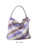 Bolsa tejida a mano de diseño premium, nicho, gran capacidad, casual, estilo perezoso, de un solo hombro, tipo cubo. - details 5