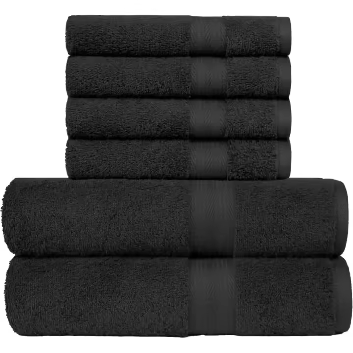 Paquete de 6 Toallas de Baño de Algodón Suaves y Absorbentes Resistentes a la Decoloración - 1