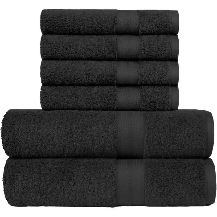 Paquete de 6 Toallas de Baño de Algodón Suaves y Absorbentes Resistentes a la Decoloración - 1