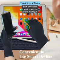 Guantes de cobre de compresión para artritis, guantes de cobre sin dedos para escritura por computadora y trabajo diario, alivio del dolor de manos y soporte - details 16