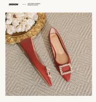 Zapatos planos de mujer estilo francés, 2025, nuevo estilo de hadas, perla, hebilla cuadrada, punta puntiaguda, boca poco profunda, no cansan los pies, zapatos individuales. - details 17