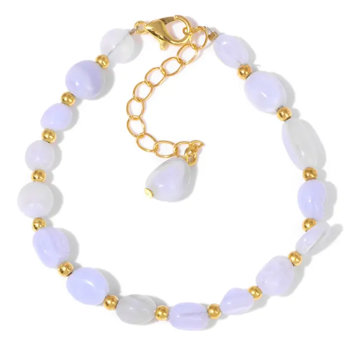 Pulsera de Cuentas de Lapislázuli Natural Pulseras Ajustables de Piedra con Chip Irregular - 1