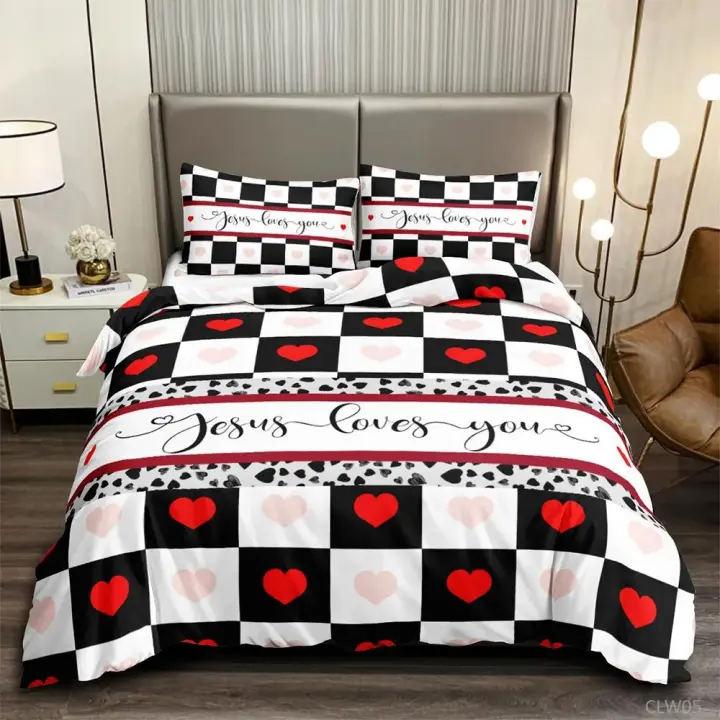 Conjunto de Funda de Roja Tema de Flor de Campo Cubierta de Poliéster para Adultos y Adolescentes Juego de Ropa de Cama Romántica - 1