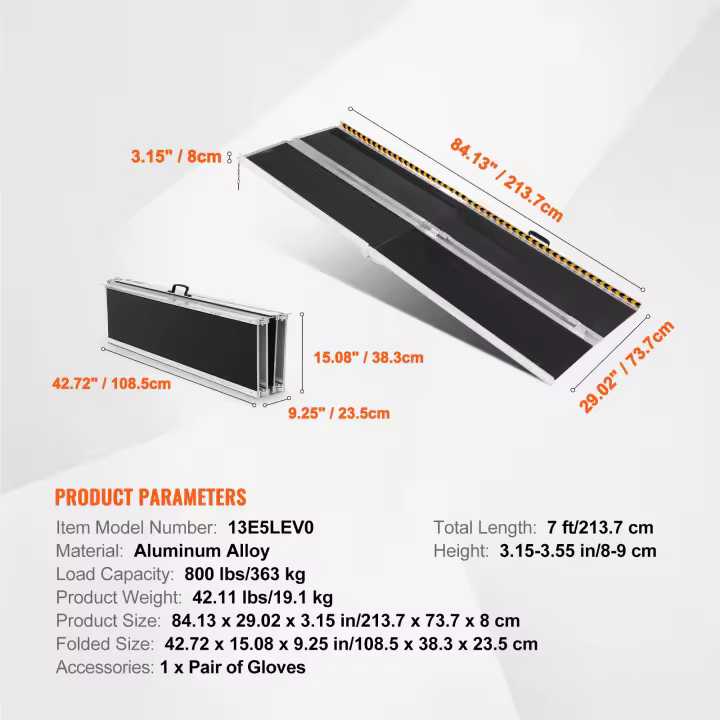 SucceBuy Rampa portátil para silla de ruedas, rampa plegable de aluminio antideslizante. Rampa para discapacitados para el hogar, escalones, escaleras y puertas - 1
