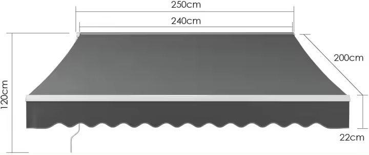 Toldo Manual plegable retráctil con manivela, protección solar, Anti-UV e impermeable, poliéster para patio, balcón, restaurante - 1