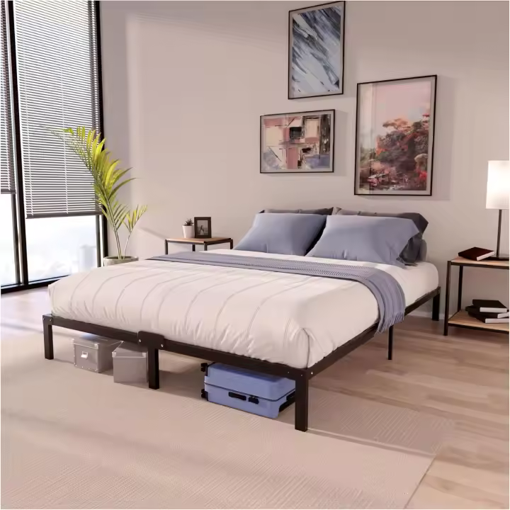Base de Cama Matrimonio Metal con Somier 135x190 y Patas - Altura de 35 cm - Estructura 135x190 - Resistente, Fácil de Montar y Gran Espacio de Almacenamiento - 1