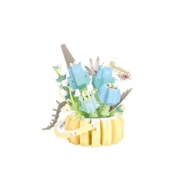 Modelo de bloque de construcción de ramo de rosas, bonsái eterno, cubierta de polvo, planta de micropartículas, adorno para adultos, juguete para niños, regalo - 1
