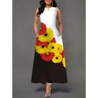 Women's Boho Long Dress Elegant Sleeveless Floral Print Casual Beach Party Summer Dress - details 37